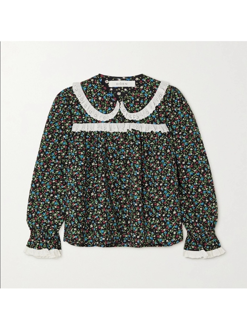 NWOT Doen Amie Floral Ruffled Collar Top